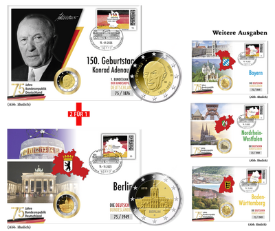 2 Euro Numisbriefe "Konrad Adenauer" und "Bundesland Berlin"