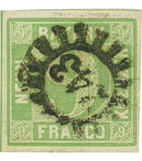 Briefmarke mit Wertziffer im geschlossenen Kreis aus Bayern
