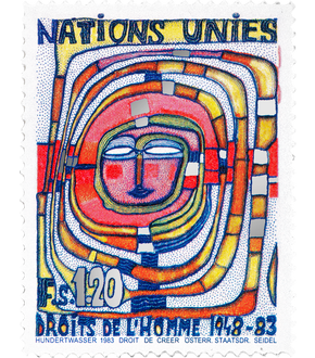 Briefmarke Hundertwasser "Recht auf Schöpfung" in reinem Silber!