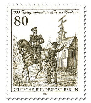Briefmarke Berlin "150 Jahre Telegrafenlinie Berlin–Coblenz", Mi.-Nr. 693