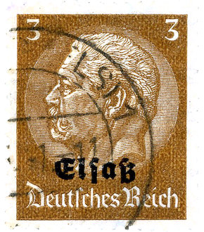 Der Briefmarken Komplett-Satz Hindenburg mit Überdruck Elsaß