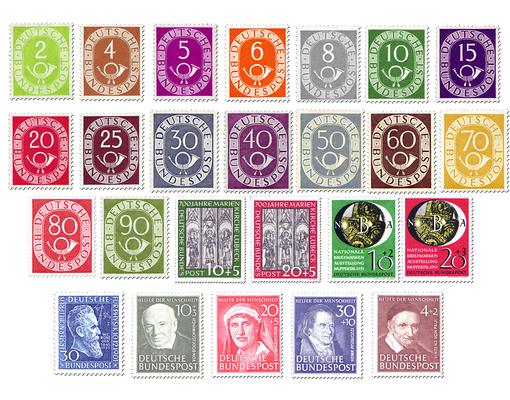 Briefmarken Jahrgang Deutschland 1951 postfrisch oder gestempelt - borek.de
