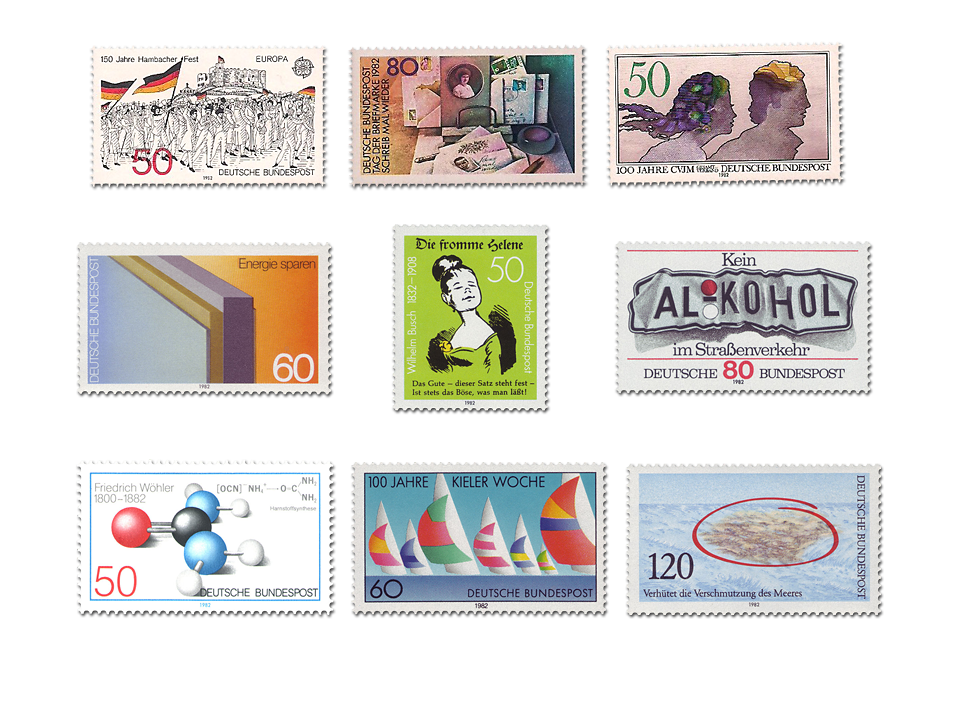 Briefmarken Jahrgang Deutschland 1982 postfrisch oder gestempelt borek.de