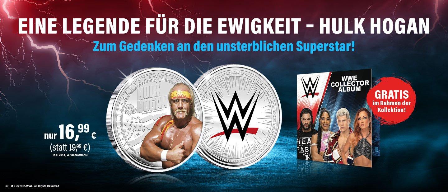 Die größten Legenden der WWE auf Silberprägungen Hulk Hogan