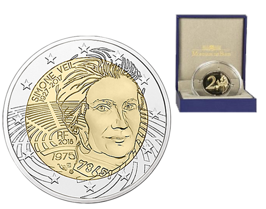 La Monnaie 2 Euros Simone Veil France 18 Be Societe Francaise Des Monnaies