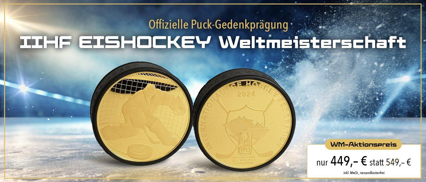 Offizielle Puck-Gedenkprägung zur IIHF Eishockey-Weltmeisterschaft