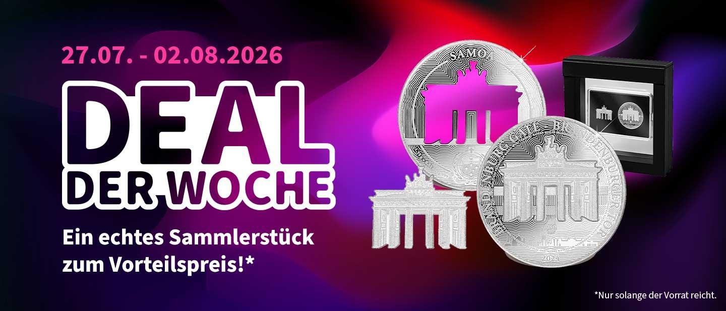 Silbermünze 75 Jahre Deutschland "Brandenburger Tor" in Cut-Out-Technik