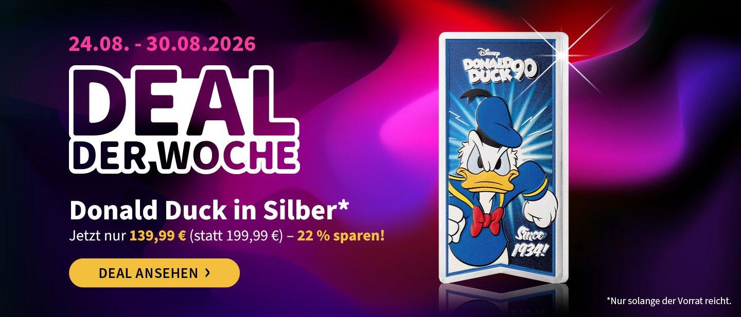 1-Unze-Silber-Gedenkmünze zum 90. Geburtstag von Donald Duck!
