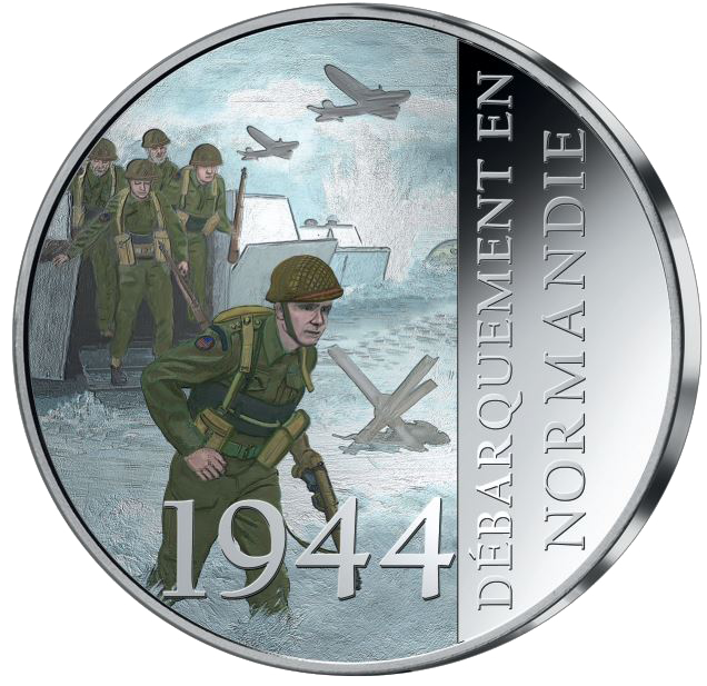 Frappe en argent colorisé « Débarquement en Normandie 1944 » 