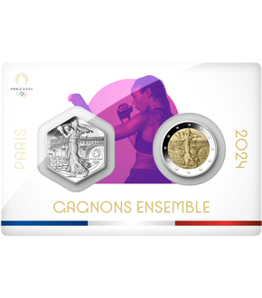 La cartelette exclusive des monnaies officielles 10 euros argent et 2 euros BU Semeuse - Le Pugilat