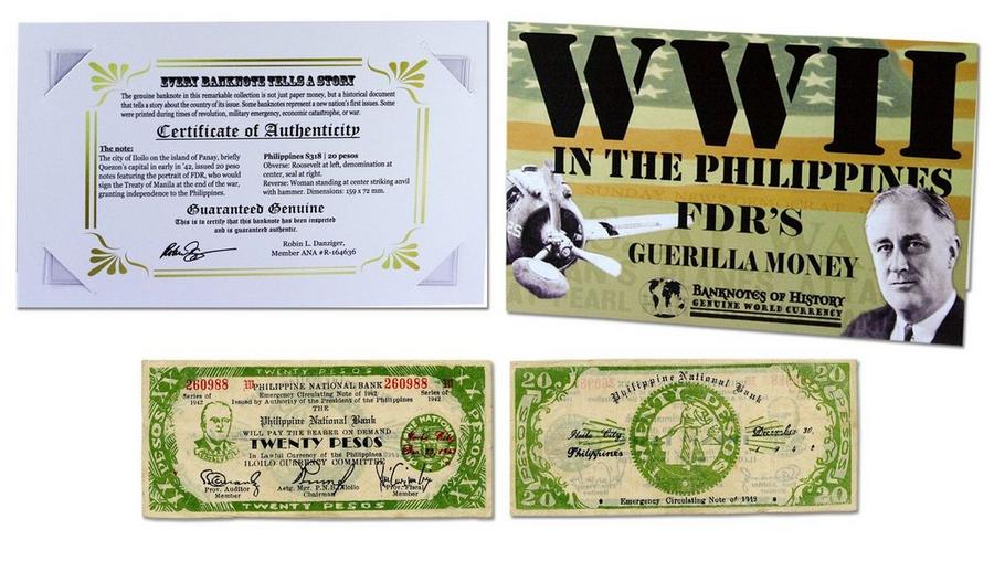 Franklin D. Roosevelts philippinische 20-Pesos-Banknote