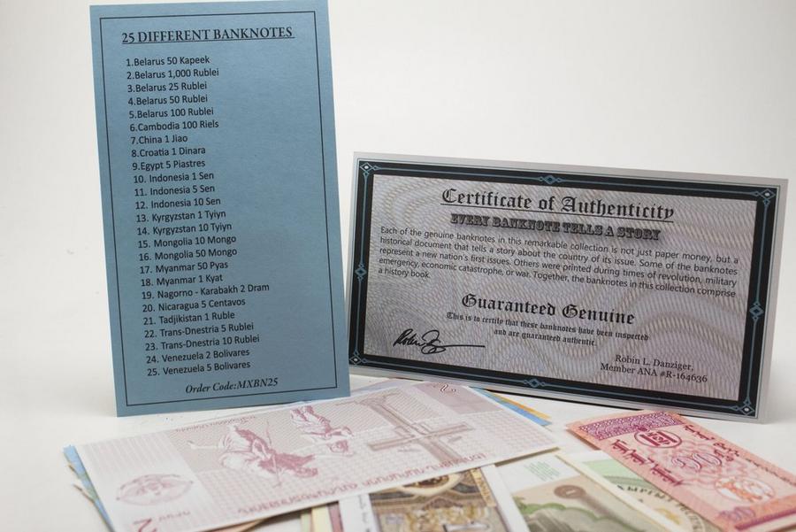 25er-Satz verschiedene Banknoten