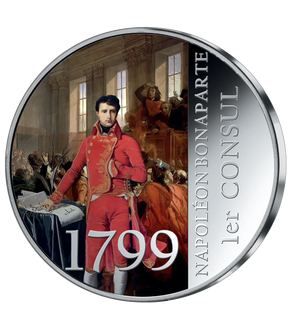 Frappe en argent colorisée «Napoléon Bonaparte Premier Consul» 1799