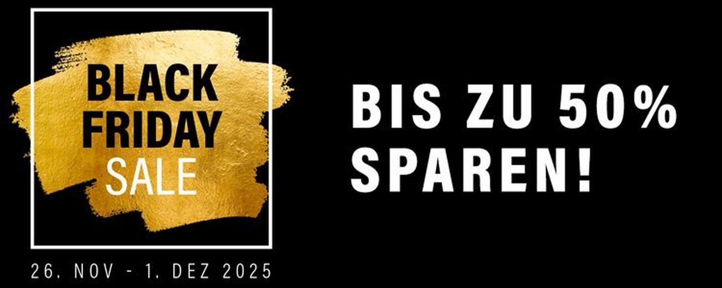 Black Friday Sale vom 26.11.–01.12.2025 – jetzt bis zu 50 % auf ausgewählte Angebote sparen