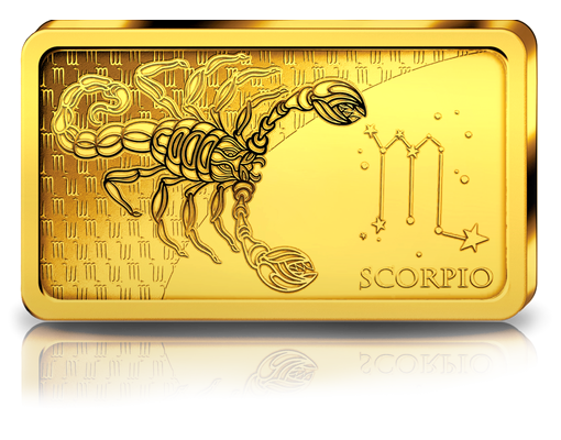 1,0 g Feingold motif carte signe astrologique "Scorpion" Lingots d'Or Gold 999,9 