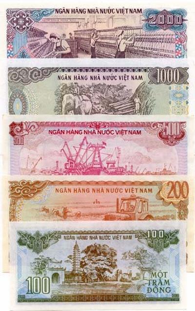 5er-Satz von 5 nordvietnamesischen Dong-Banknoten