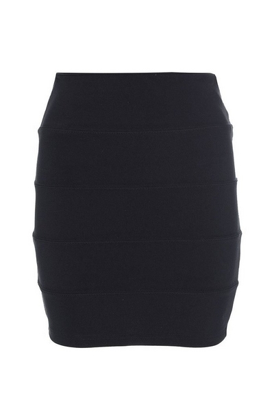 Black Ribbed Bodycon Skirt