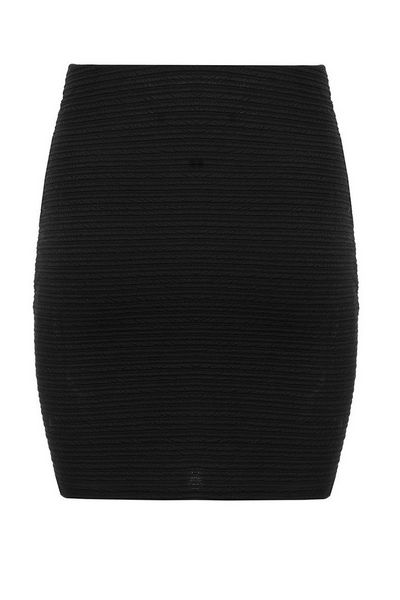 Black Textured Bodycon Mini Skirt