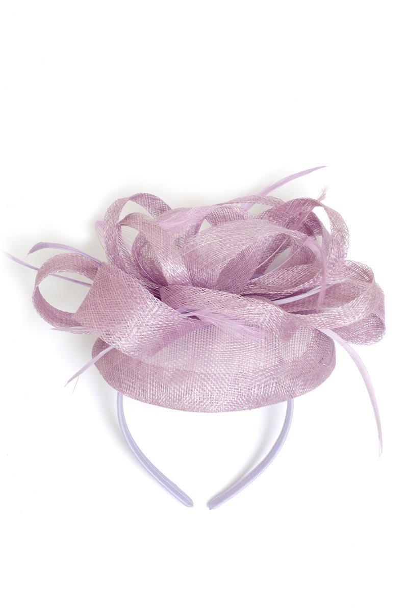 Lilac Curl Feather Detail Fascinator Quiz Clothing