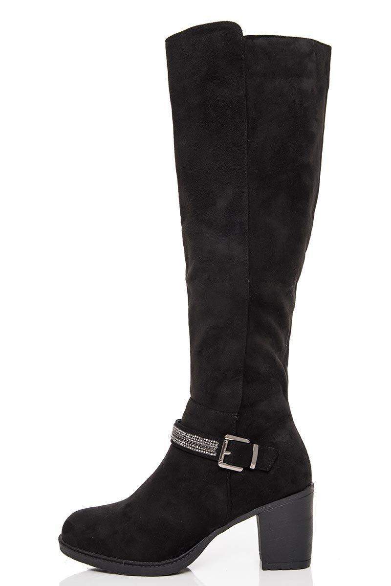 quiz black knee high boots