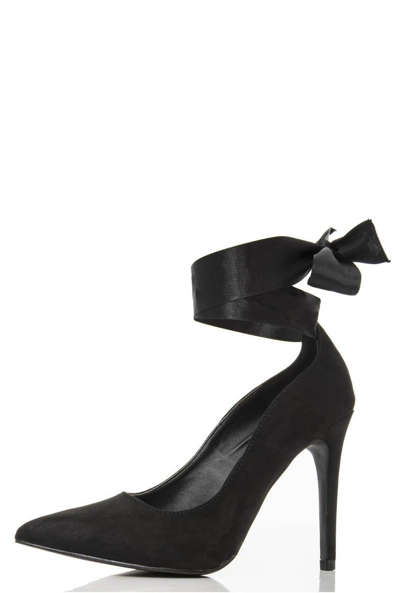 black ribbon tie heels