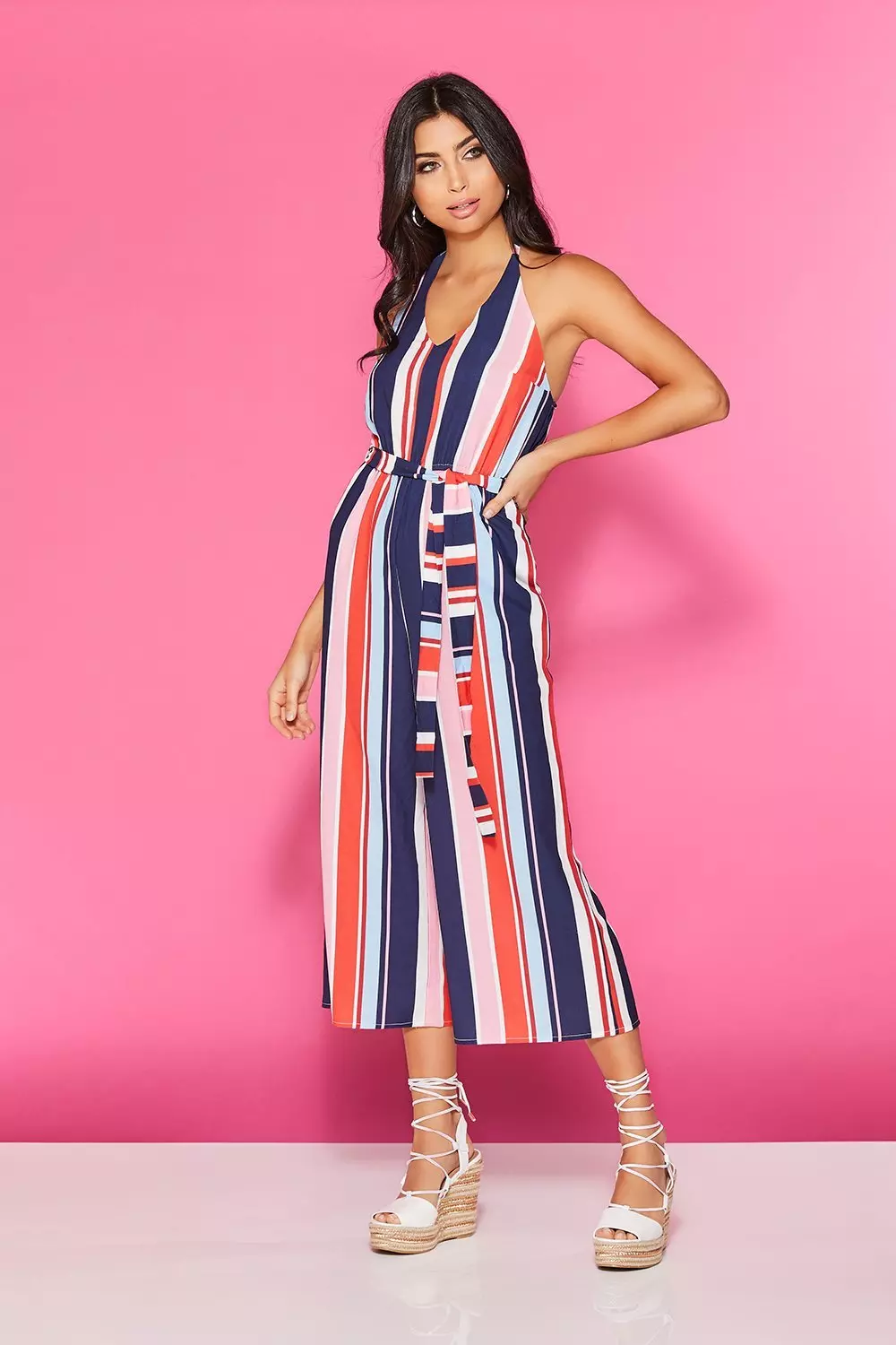 halter neck culotte jumpsuit