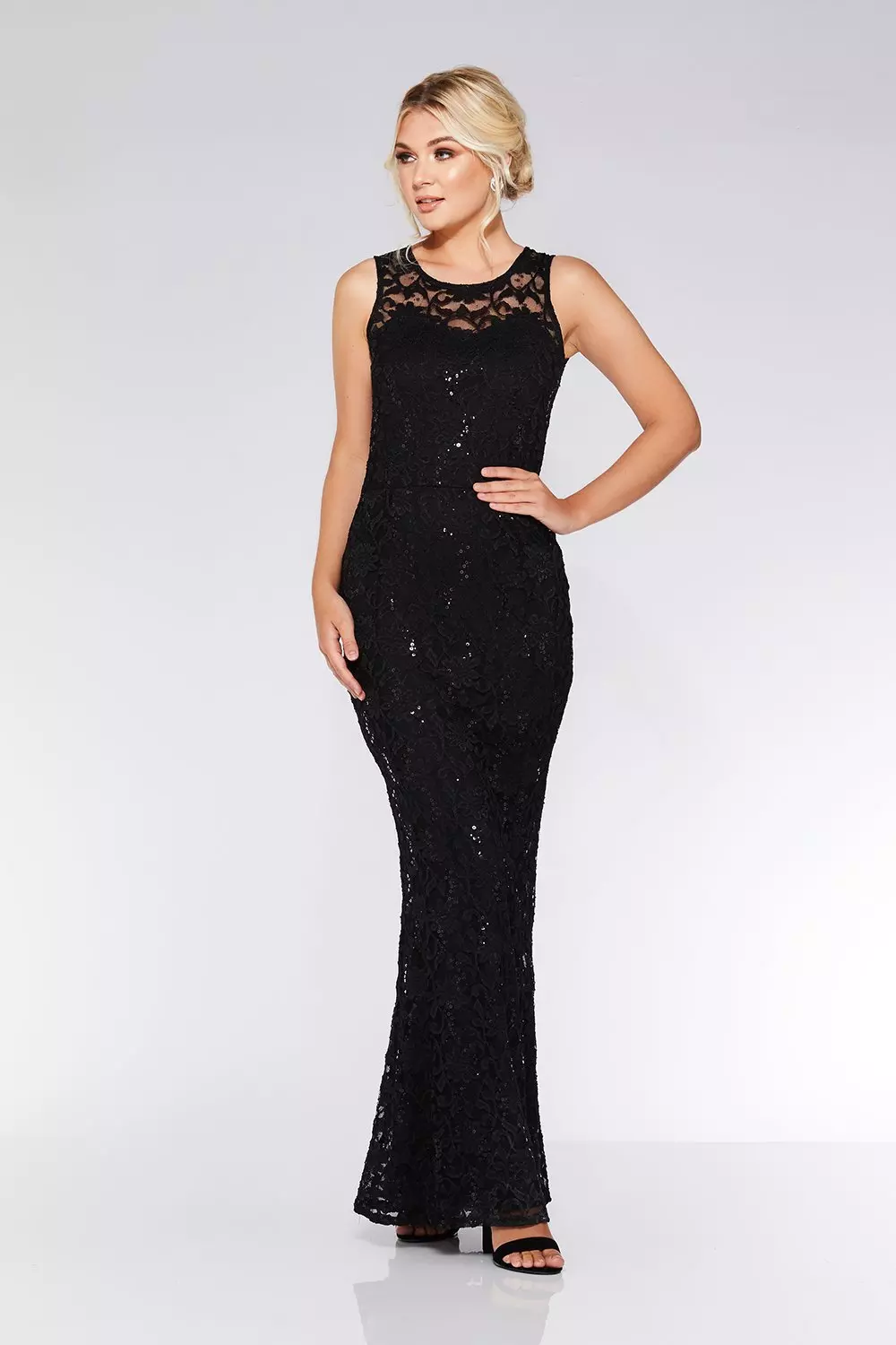 quiz black embellished maxi dress