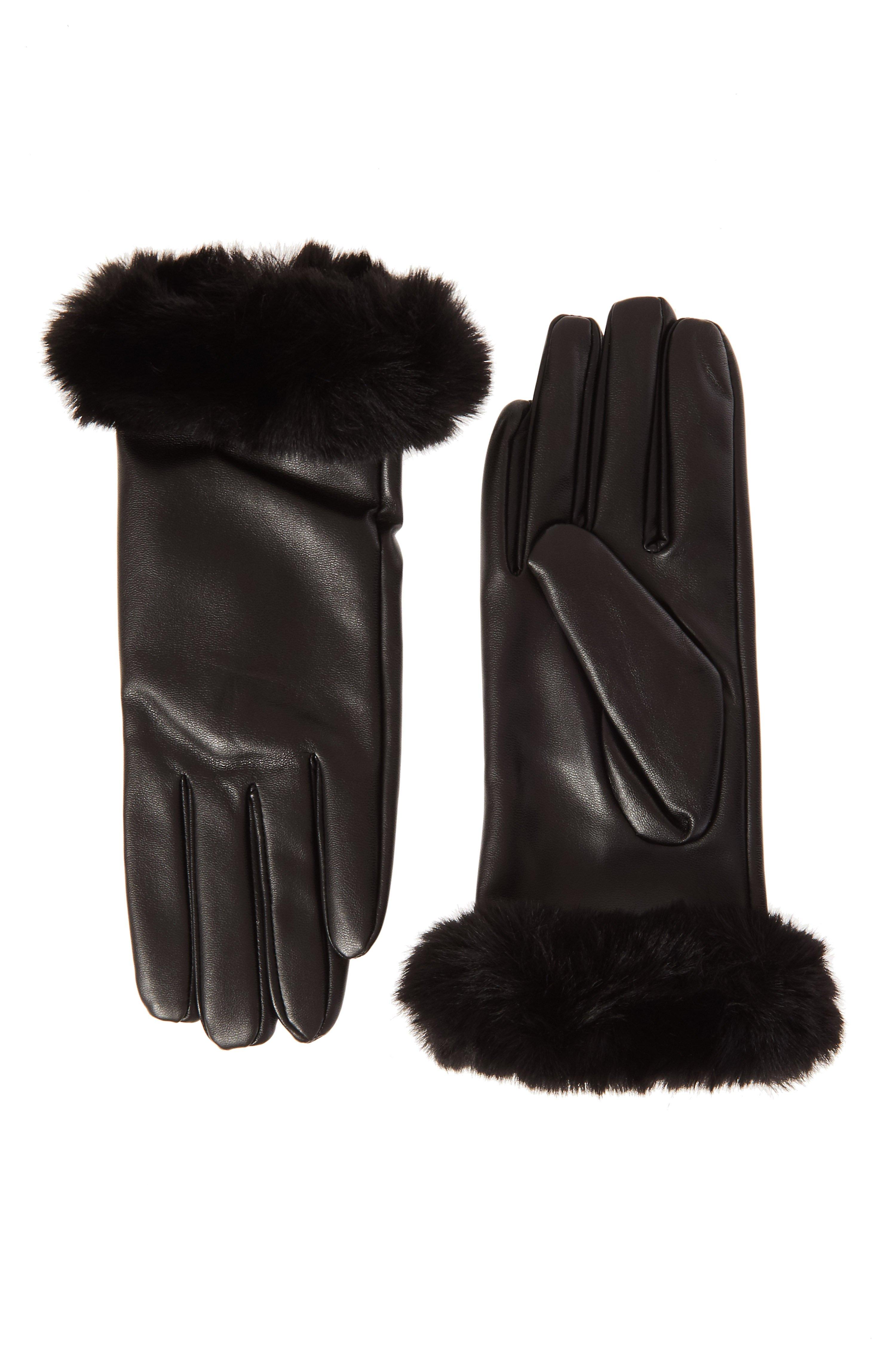 Download Black Faux Fur Gloves - Quiz Clothing