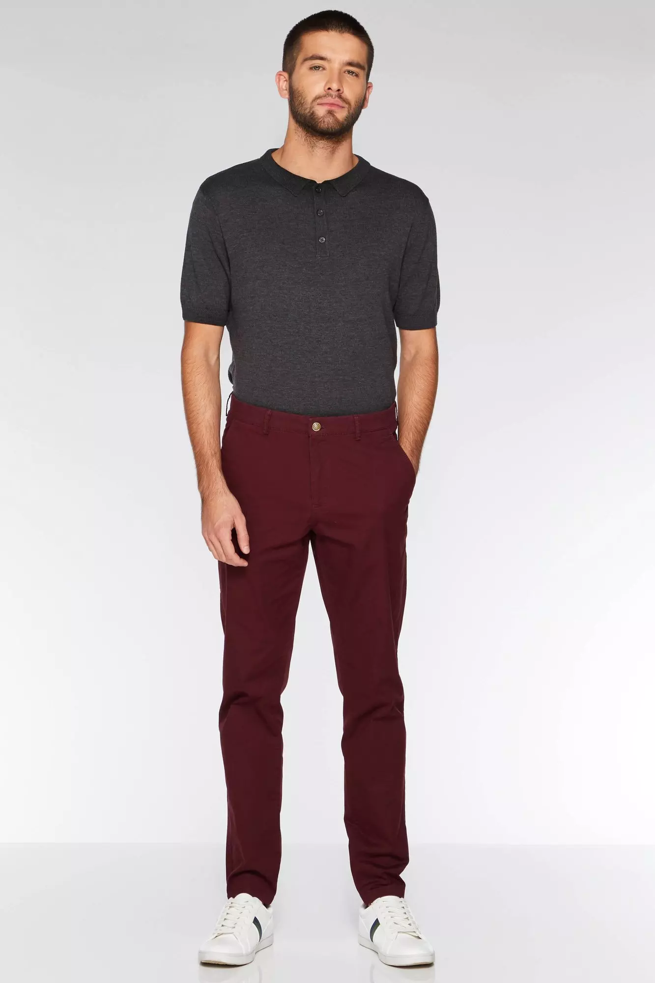 wine coloured chinos
