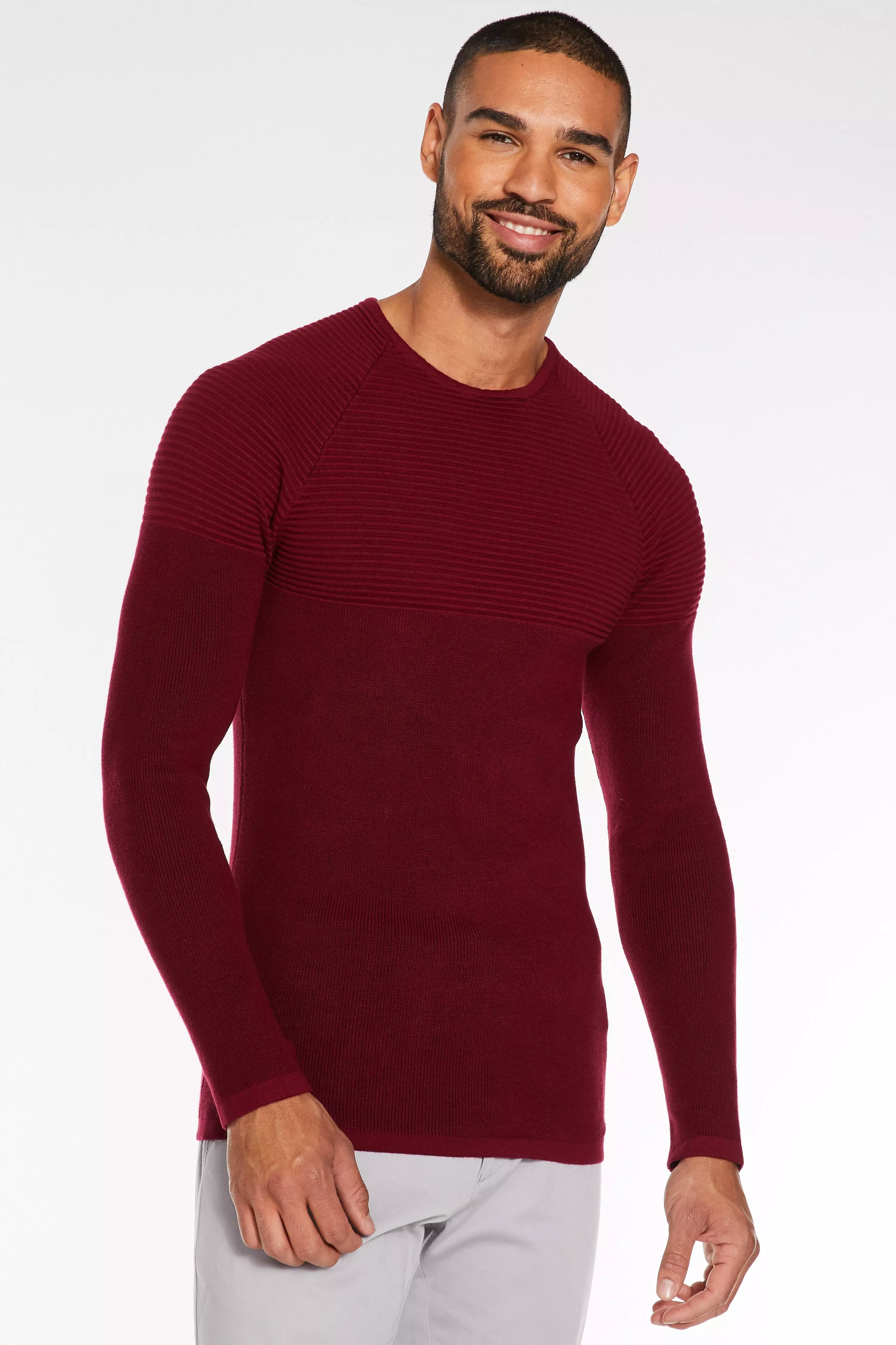 burgundy crew neck jumper