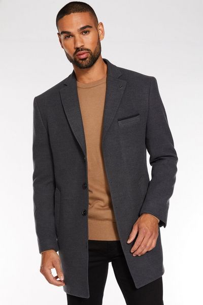 Charcoal Plain Long Coat