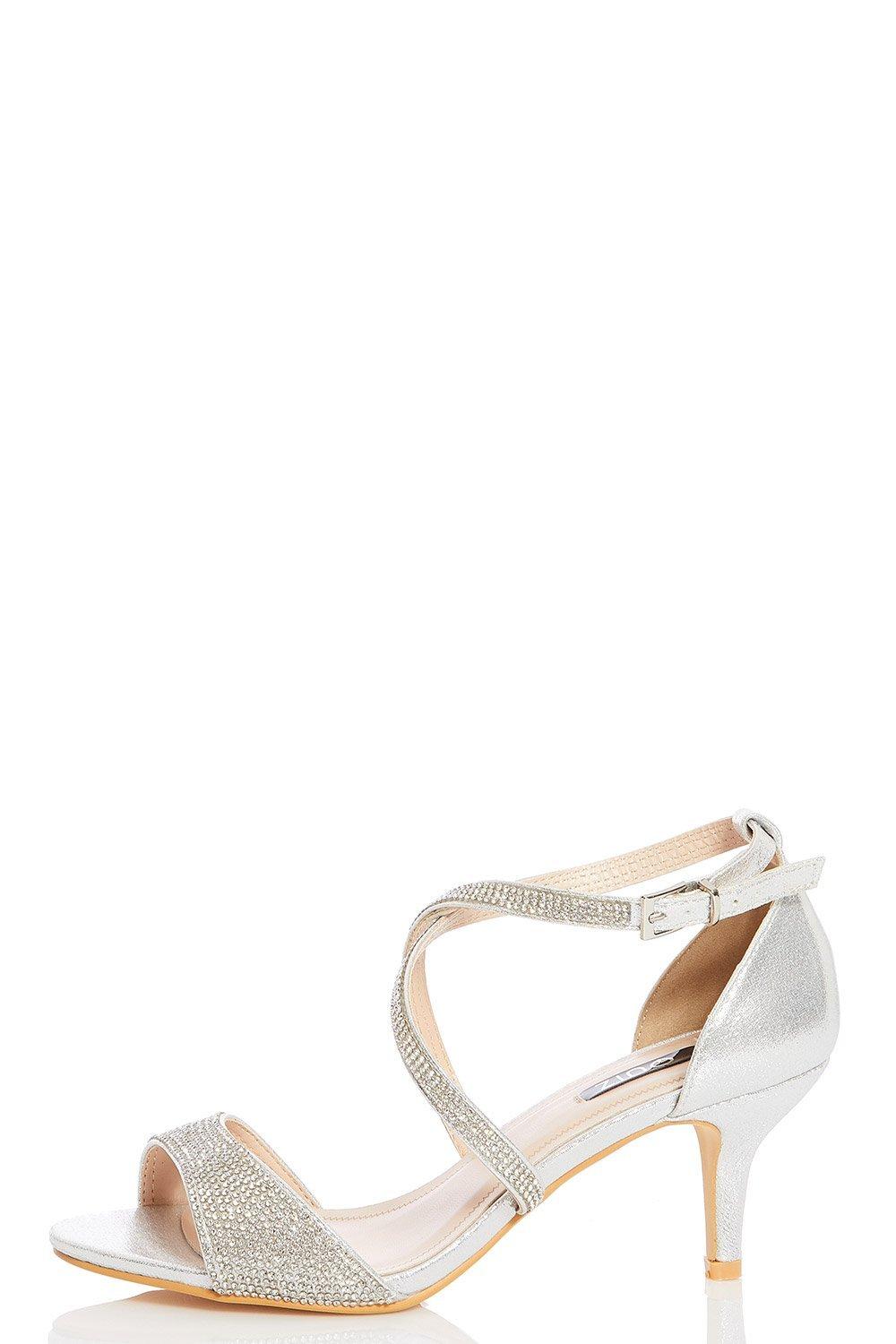 quiz low heel silver sandals
