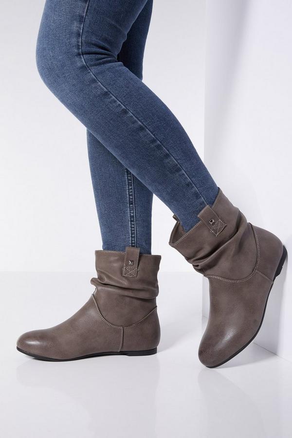 grey ruched ankle boots