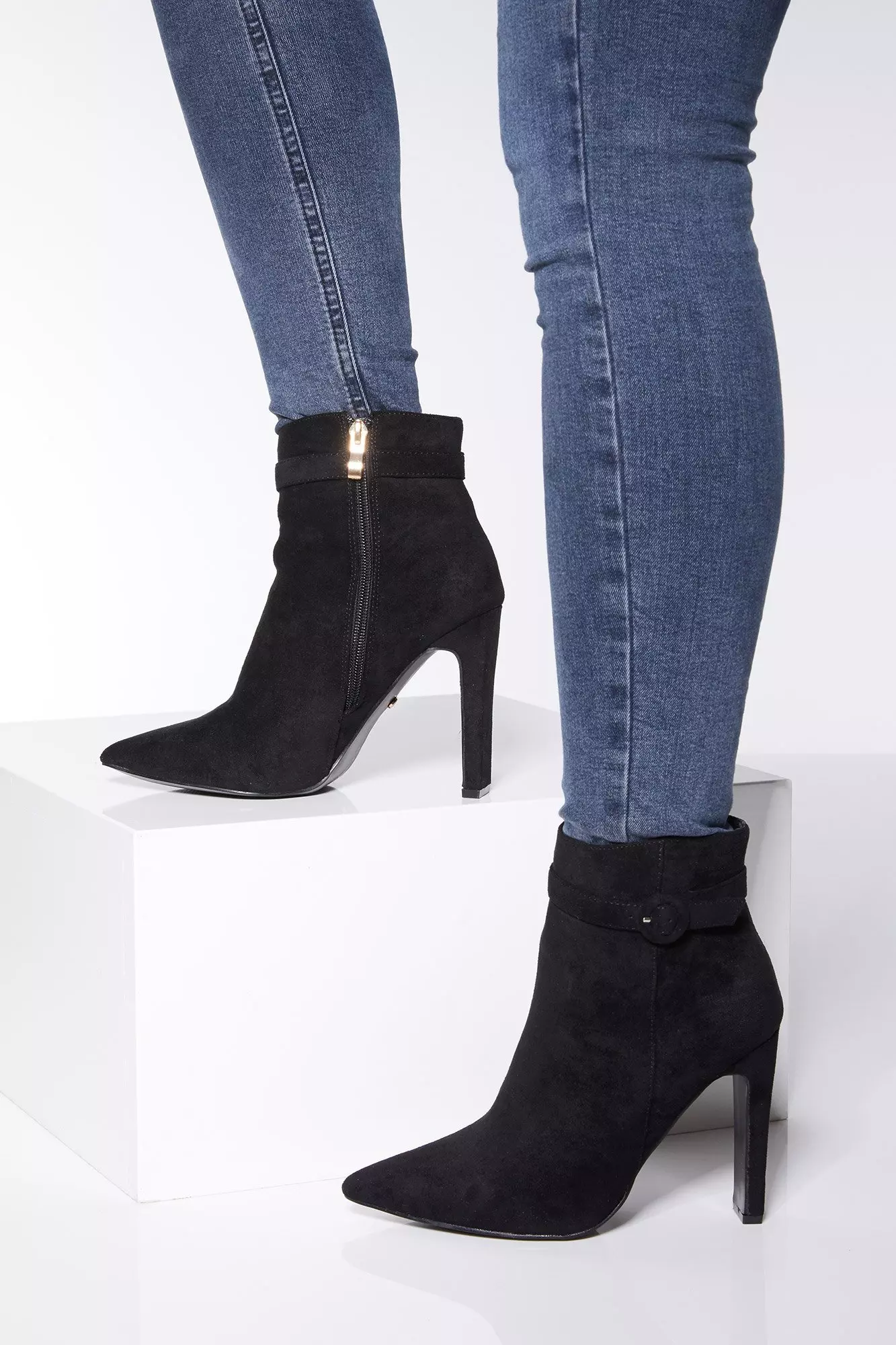 black booties thin heel