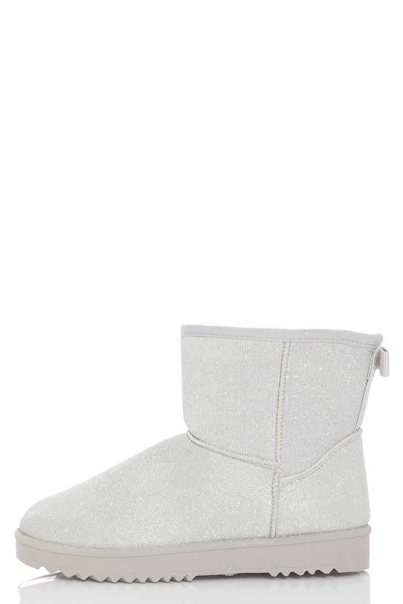 silver flat ankle boots