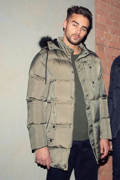Olive Long Faux Fur Hooded Puffer Jacket