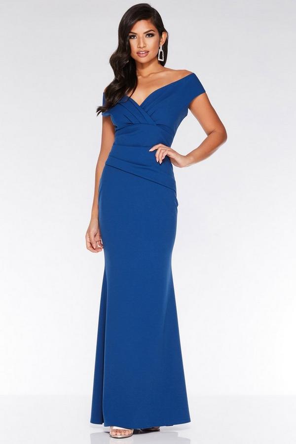 Royal Blue V Neck Wrap Maxi Dress - Quiz Clothing