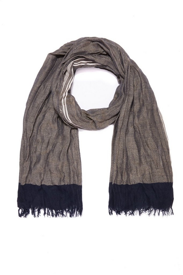Brown, White and Blue Cotton Scarf