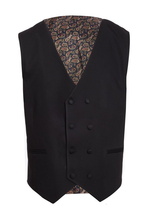 Black Waistcoat With Paisley Print Lining
