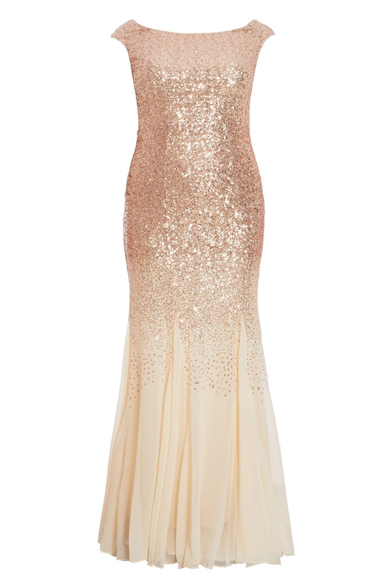 quiz champagne sequin maxi dress