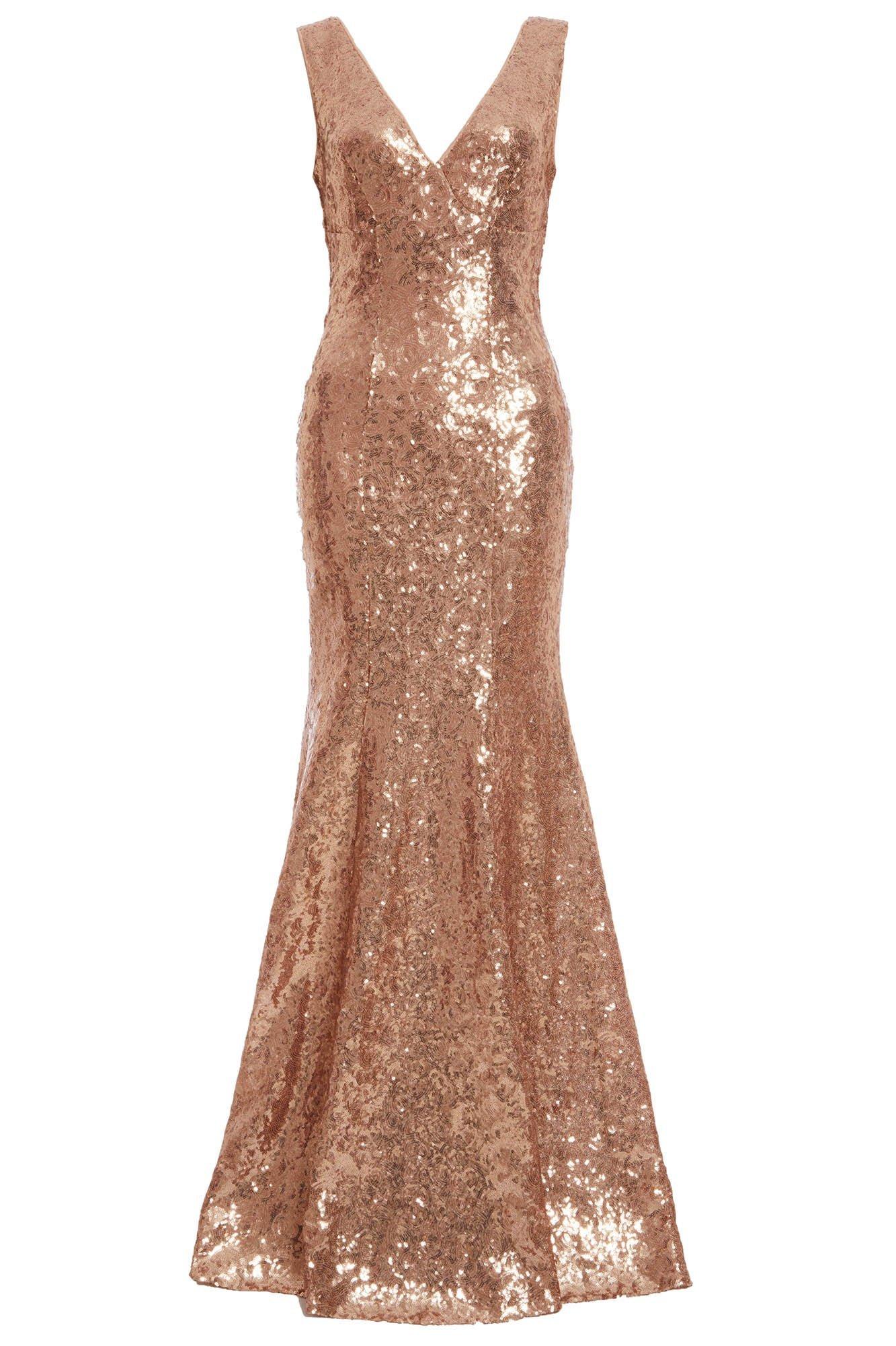 Champagne Sequin V Neck Sleeveless Maxi Dress - Quiz Clothing