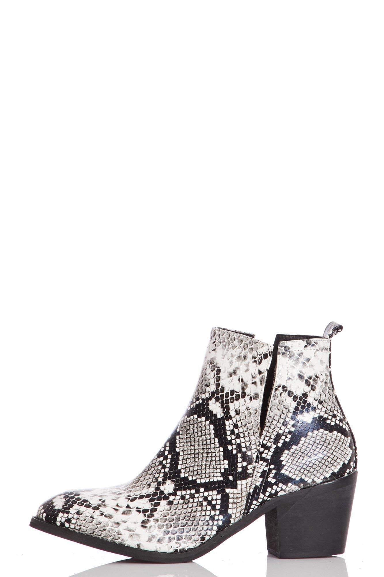 white snake print boots