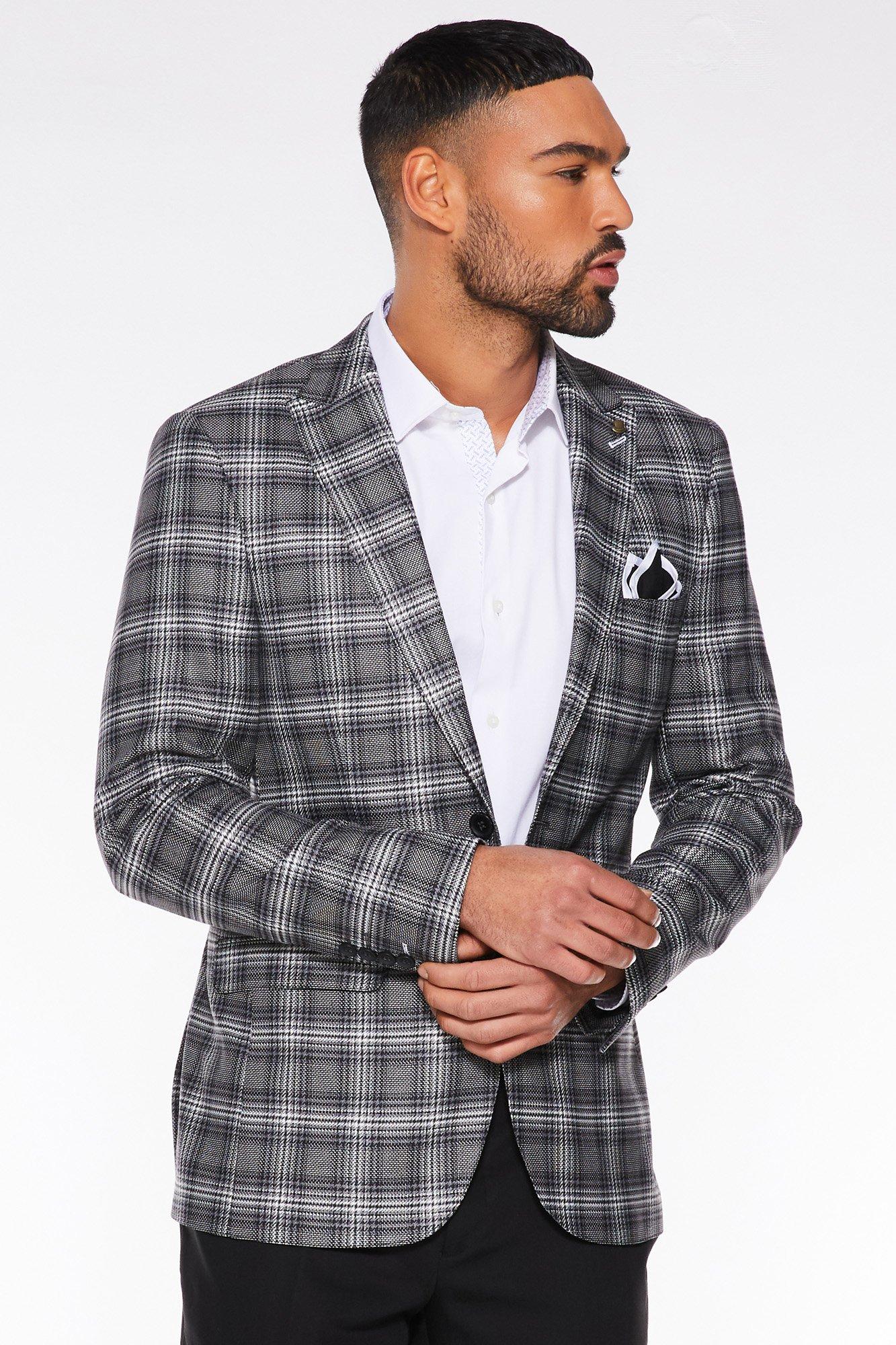 black white checked jacket