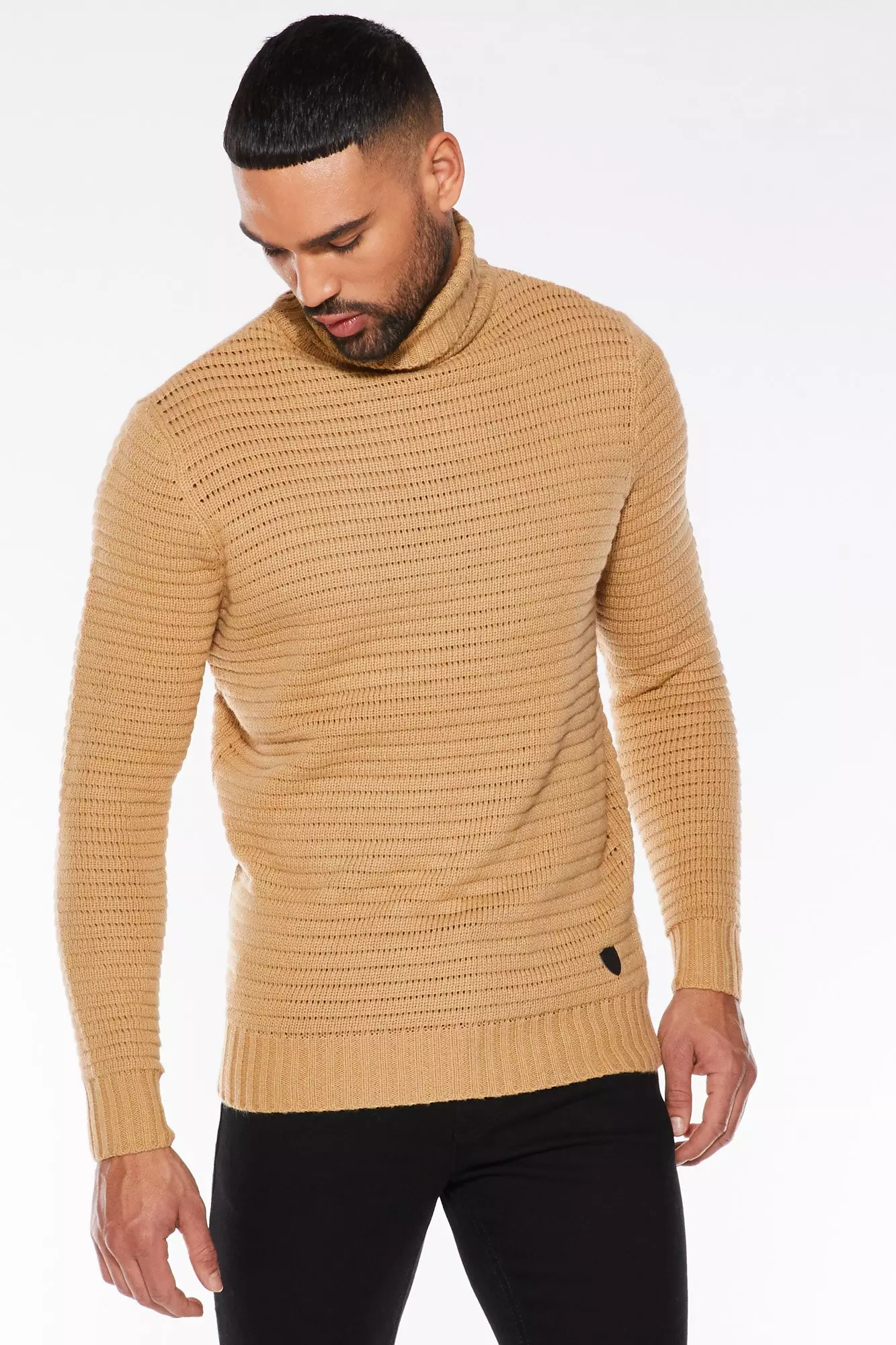 beige roll neck jumper