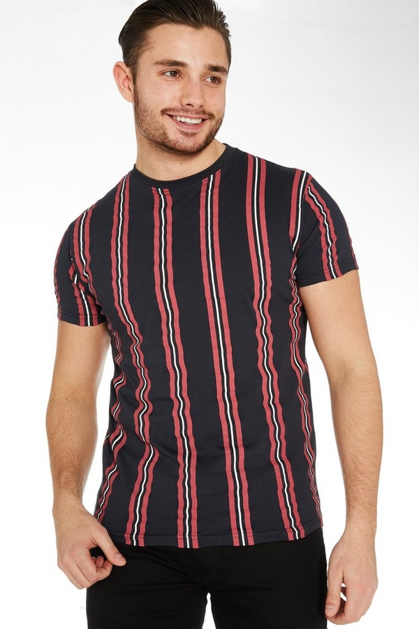 Navy Vertical Striped T-Shirt