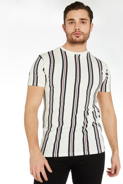 Ecru Vertical Striped T-Shirt