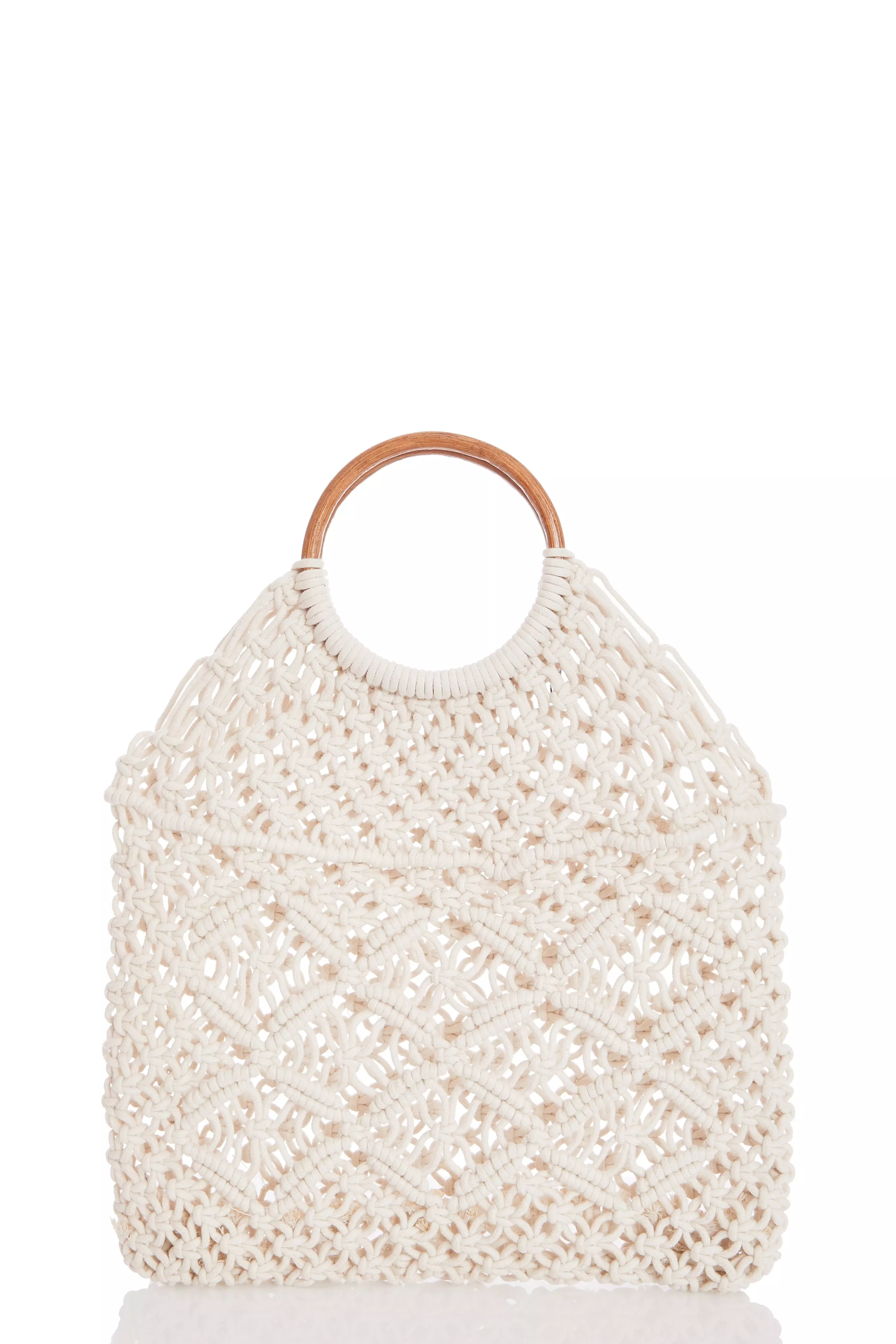 cream crochet bag