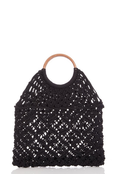 Black Crochet Circle Handle Bag