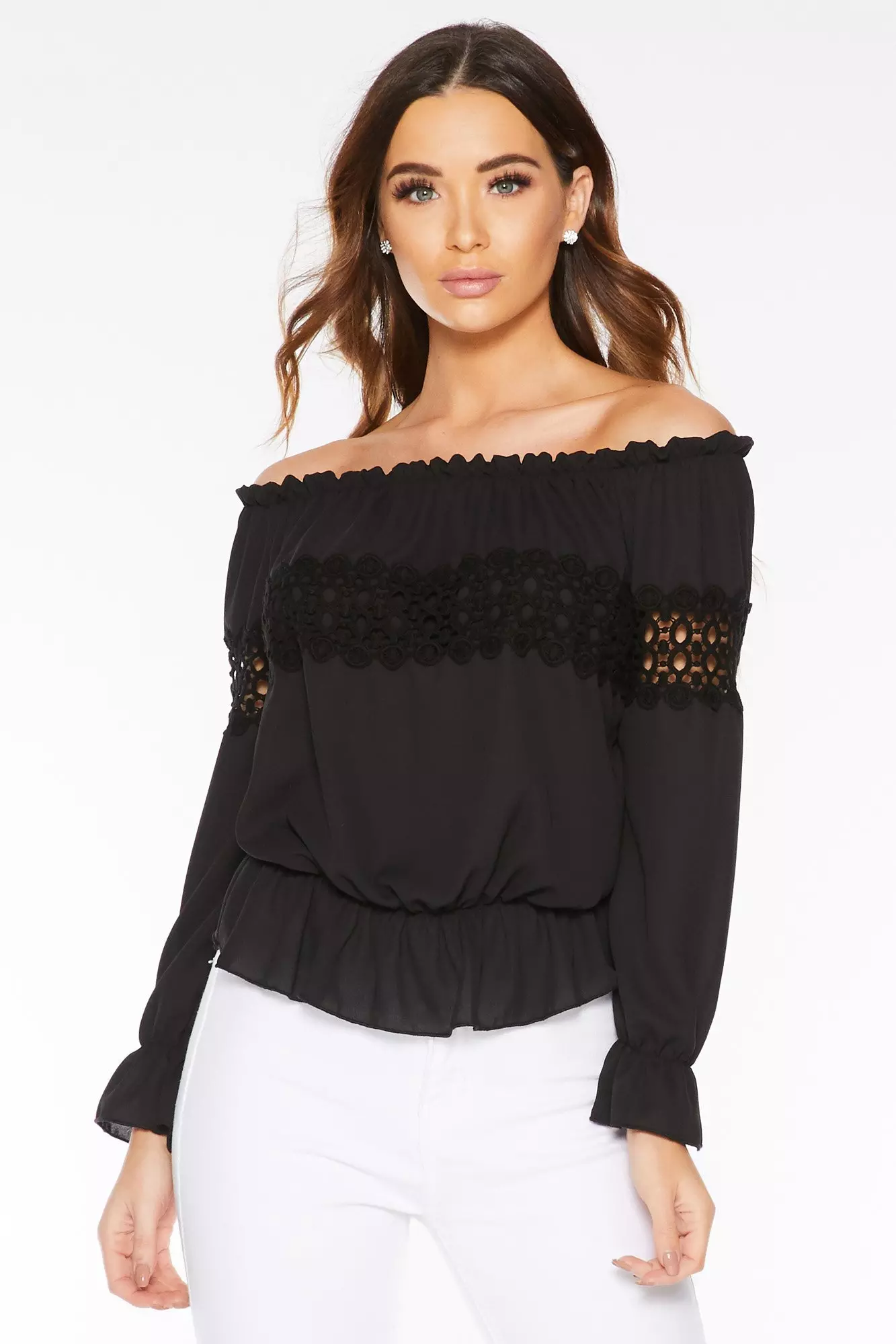 quiz black bardot top