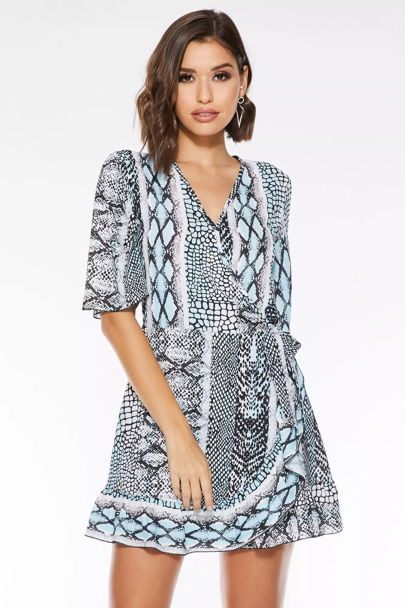 quiz snake print wrap dress